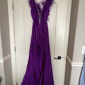 Purple Feathered Jumpsuit